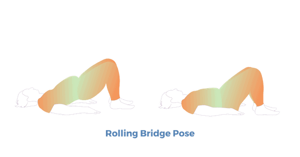 A person demonstrates one example of lower cross syndrome yoga by practicing Rolling Bridge Pose