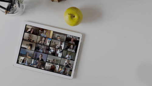 online yoga therapy retreat on tablet with apple