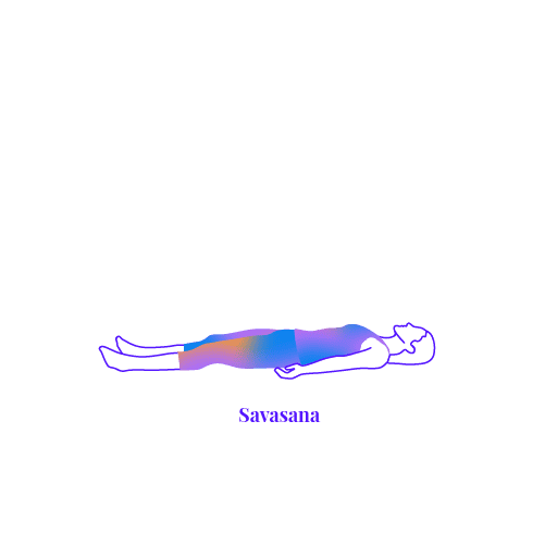 Someone lying down in Savasana, an excellent option for ending a session of yoga therapy for trauma.