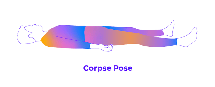 Someone performing Corpse Pose as one of their yoga poses for Upper Cross Syndrome