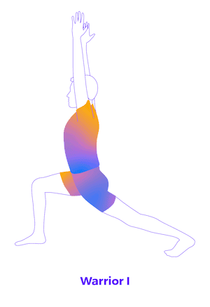 Someone performing Warrior 1 Pose in a sequence of Upper Cross Syndrome yoga poses